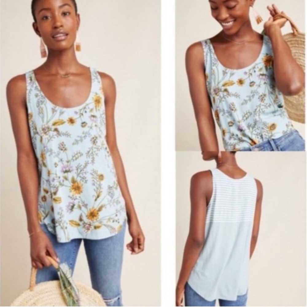 Dolan Blue Floral Tank Top sz M